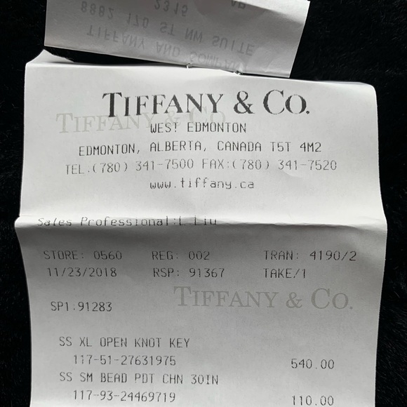 Tiffany & Co XL Open Knot Key w/ 30” Bead Chain - Picture 5 of 5